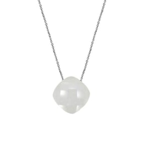Halsketting met witte maansteen, in 925 gerhodineerd zilver, lengte 42 + 3 cm