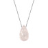 Collar con gota de cuarzo rosa, en plata 925 rodiada, longitud 42 + 3 cm