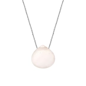 Colier inimă cu piatră de lună inimă roz, din argint placat cu rodiu 925, 42+3cm