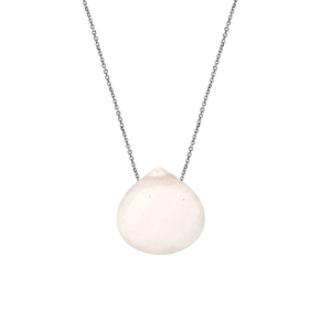 Pembe kalpli ay taşlı kalp kolye, 925 rodyum kaplama gümüş, 42+3cm
