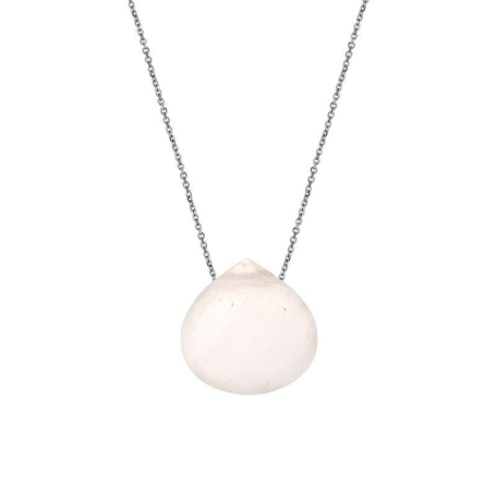 Collier coeur avec pierre de lune rose coeur, en argent rhodié 925, 42+3cm