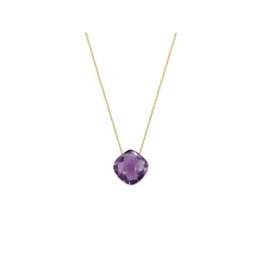 Collier avec améthyste violette naturelle coussin, en or 750, longueur 42 + 3 cm