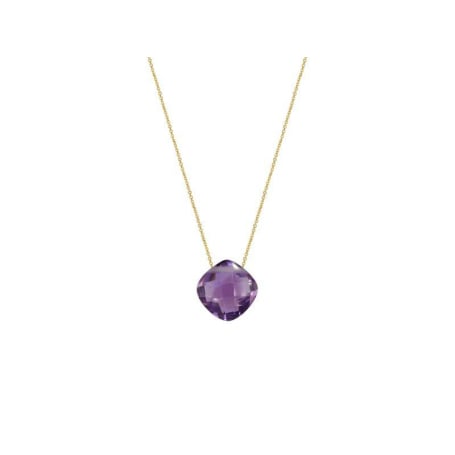 Collier avec améthyste violette naturelle coussin, en or 750, longueur 42 + 3 cm