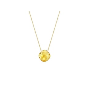 Colar com almofada amarelo natural citrino, em ouro 750, comprimento 42 + 3 cm