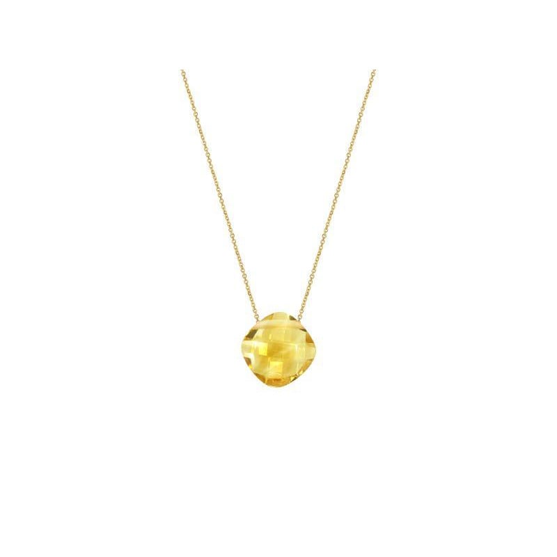Collar con citrino cojín amarillo natural, en oro 750, longitud 42 + 3 cm
