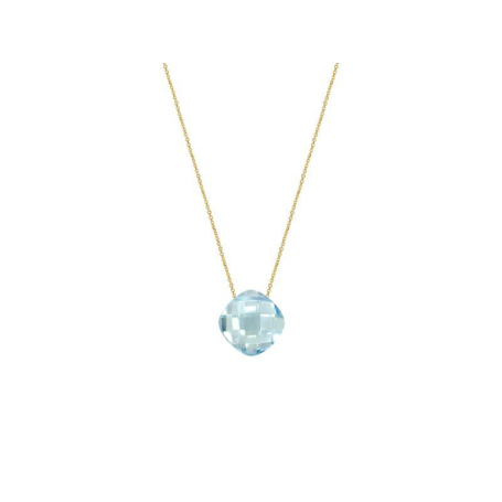 Colar com almofada topázio azul natural, em ouro 750, comprimento 42 + 3 cm