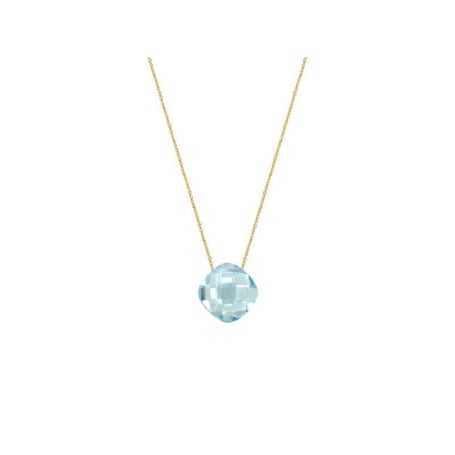 Doğal mavi topaz yastıklı kolye, 750 altın, uzunluk 42 + 3 cm