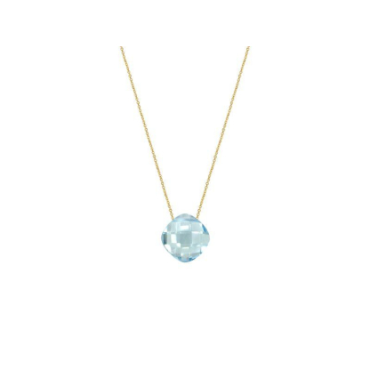 Doğal mavi topaz yastıklı kolye, 750 altın, uzunluk 42 + 3 cm