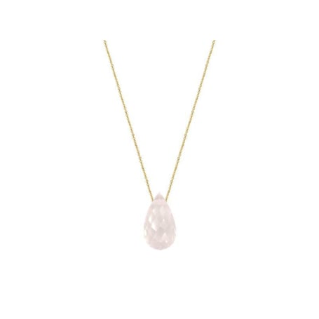 Collier avec quartz rose naturel goutte, en or 750, longueur 42 + 3 cm