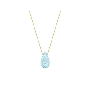Halsketting met natuurlijke blauwe topaas druppel, in 750 goud, lengte 42 + 3 cm