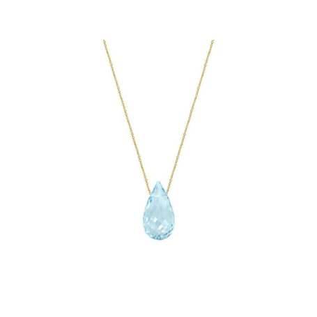 Collana con goccia di topazio azzurro naturale, in oro 750, lunghezza 42+3 cm
