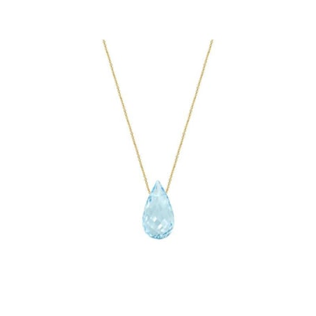 Collar con gota de topacio azul natural, en oro 750, longitud 42 + 3 cm