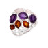 Anillo con piedras multicolores naturales, en plata 925 rodiada