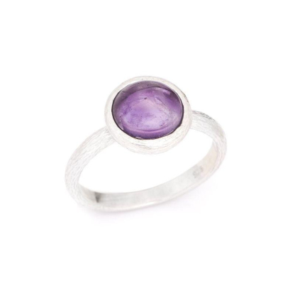 Bague avec améthyste violette naturelle, en argent rhodié 925