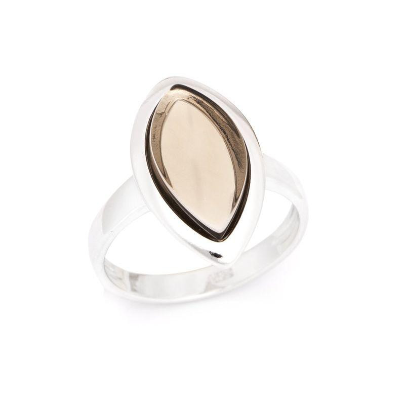 Ring with natural smoky quartz, in 925 rhodium silver