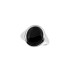 Ring with natural oval tinted black agate, in 925 rhodium silver