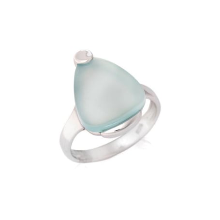 Ring met natuurlijk getinte aqua-agaat, in 925 gerhodineerd zilver