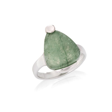 Bague avec aventurine verte naturelle, en argent rhodié 925