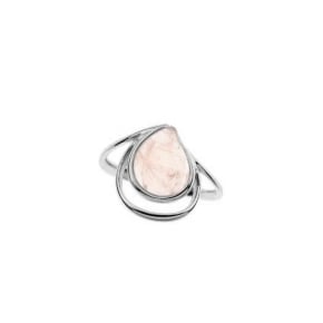 Bague avec quartz rose naturel, en argent rhodié 925