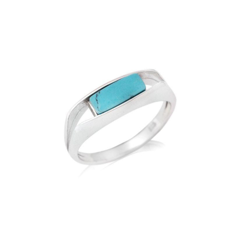 Ring mit rekonstituiertem Naturtürkis aus rhodiniertem 925er Silber