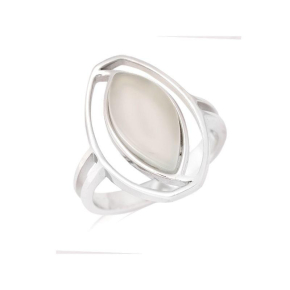 Bague avec agate aqua teintée naturelle, en argent rhodié 925