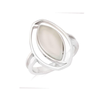 Bague avec agate aqua teintée naturelle, en argent rhodié 925