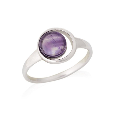 Bague avec améthyste violette naturelle, en argent rhodié 925