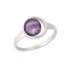 Anello con ametista viola naturale, in argento 925 rodiato