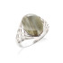 Ring with natural multi-colored striped flint, in 925 rhodium silver