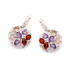 Pendientes redondos con piedras multicolores, en plata 925 rodiada
