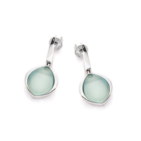 Boucles d'oreilles pendantes avec agate aqua teintée naturelle, argent 925