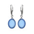 Oval Tinted Blue Agate Dangle Earrings, 925 Rhodium Silver