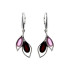 Boucles d'oreilles pendantes avec améthyste et ambre, en argent rhodié 925