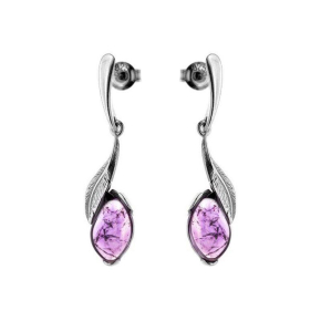 Ohrhänger mit violettem Amethyst, aus 925er rhodiniertem Silber