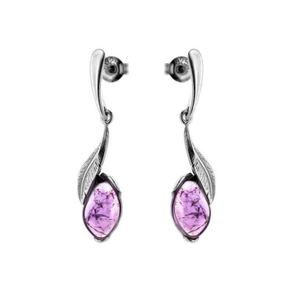 Ohrhänger mit violettem Amethyst, aus 925er rhodiniertem Silber