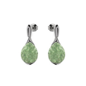 Boucles d'oreilles pendantes avec aventurine verte, en argent rhodié 925