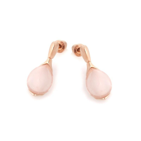 Earrings with natural rose quartz, in 925 gold plated silver