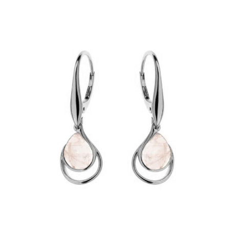 Boucles d'oreilles avec quartz rose naturel, en argent rhodié 925