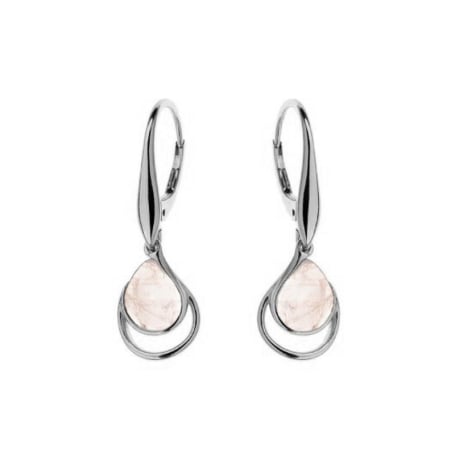 Brincos com quartzo rosa natural, em prata 925 com banho de ródio