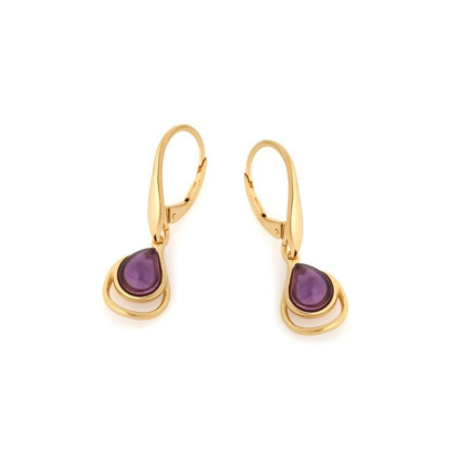 Boucles d'oreilles avec améthyste violette naturelle, en argent doré 925