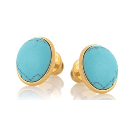 Earrings with reconstituted natural turquoise, in 925 gold plated silver