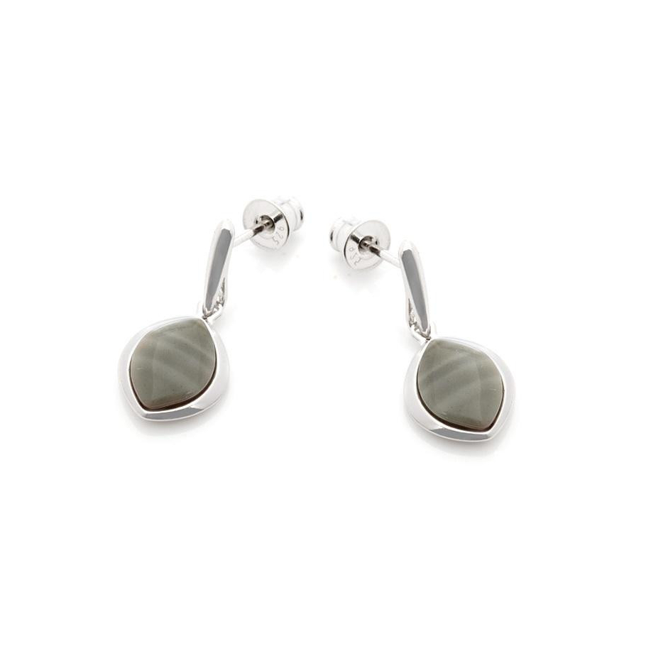 Orecchini con selce naturale rigata multicolore, in argento 925 rodiato Orecchini con selce naturale rigata multicolore, in argento 925 rodiato