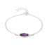 Armband mit violettem Shuttle-Amethyst, aus 925er rhodiniertem Silber, Länge 17+3 cm