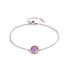 Pulsera con amatista morada redonda, en plata 925 rodiada, longitud 15,5+3 cm