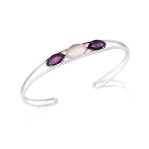 Armband met amethist en rozenkwarts, in 925 gerhodineerd zilver