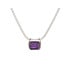 Collar con amatista violeta cuadrada, en plata 925 rodiada, longitud 42 + 3 cm
