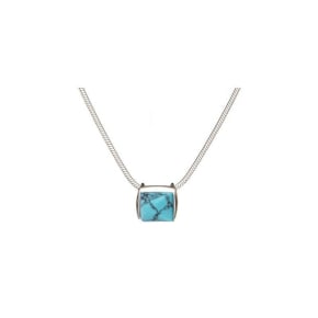 Halsketting met turquoise, in 925 gerhodineerd zilver, lengte 42 + 3 cm