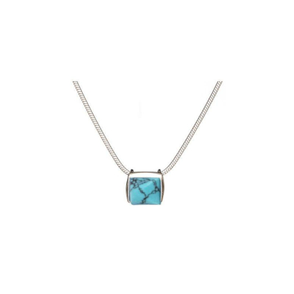 Collier avec turquoise, en argent rhodié 925, longueur 42 + 3 cm