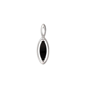 Ciondolo con navetta in agata naturale tinta nera, argento 925, altezza 4 cm