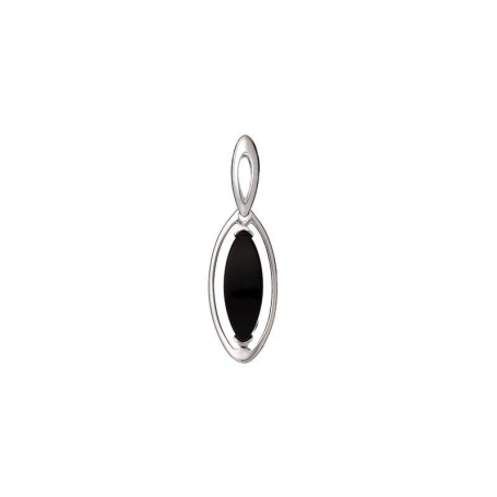 Pandantiv cu naveta de agat negru vopsit natural, argint 925, inaltime 4 cm
